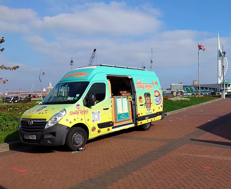 The Daily Grind coffee van at a Hampshire event â€” mobile barista hire